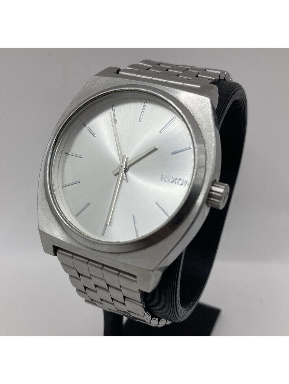 Nixon The Time Teller Watch All Silver Stainless Steel Quartz 37mm Minimalist